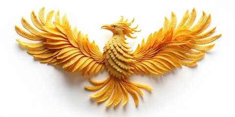 Obraz premium Golden Phoenix Bird Made of Potato Chips Art