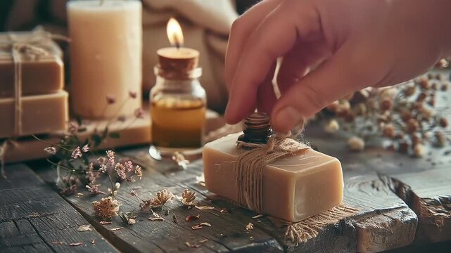 handmade product mockup bar soap with kraft Videos