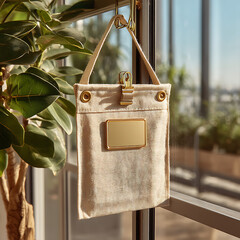 Stylish Fabric Bag Hanging by the Window with Natural Light Filters