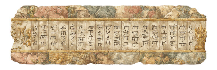 Antique Scroll with Ancient Text and Floral Design