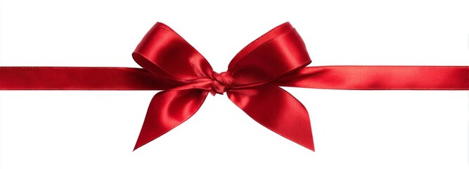 Red Satin Ribbon Bow Isolated on White
