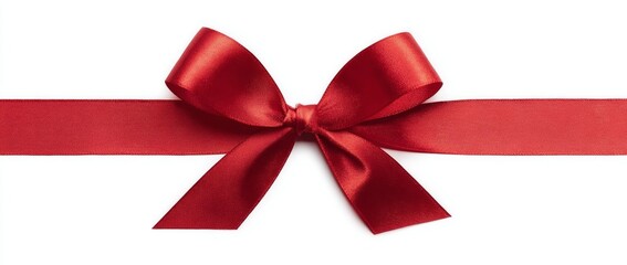 Red Ribbon Bow on White Background