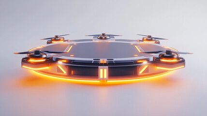 A glowing cyber drone with advanced aerodynamics and modern concept