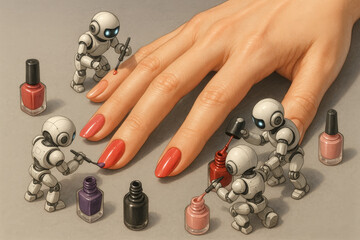 Robots painting nails with vibrant colors