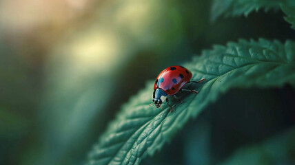 A macro photograph celebrating nature intricacy through the fine details of a ladybug