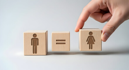 Promoting gender equality and inclusivity with symbolic wooden blocks