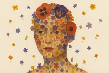 Floral Dreamscape Portrait with vibrant colors and flowers