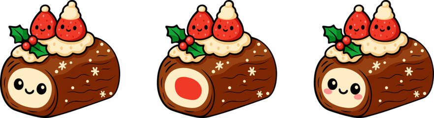 Cute cartoon christmas cake delights holiday cheer kawaii treats festive environment whimsical viewpoint