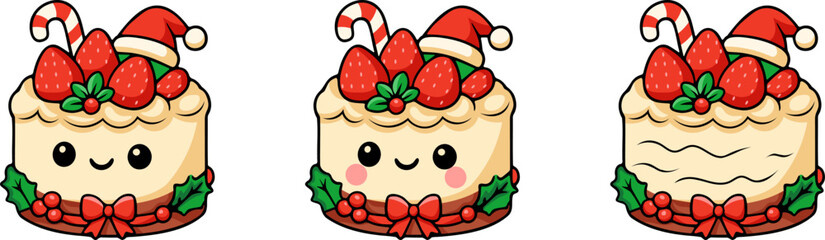 Cute christmas cartoon cake with kawaii design holiday treat festive environment cheerful viewpoint