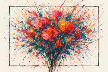 Vibrant floral abstract with energetic colors and dynamic splashes