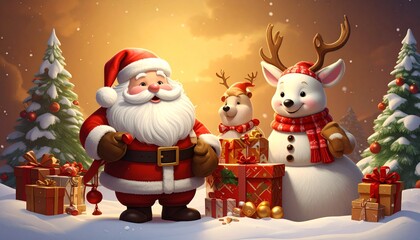  Festive Holiday Character Lineup, 
Jolly Santa Polar Bear Reindeer,