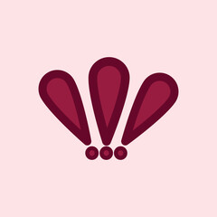 Minimal red illustration featuring three stylized exclamation marks forming a playful abstract shape, perfect for expressing surprise, excitement, or alert design concepts.