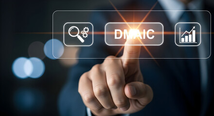 Professional touching DMAIC button for business process improvement