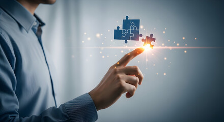 Completing puzzle with innovative solutions for business success today