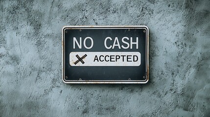 A weathered sign stating "No Cash Accepted," indicating a cashless payment policy.