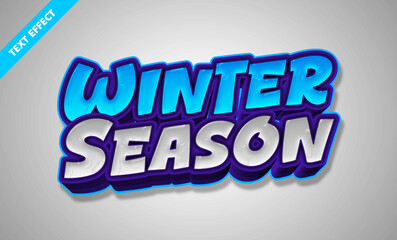 Winter season editable text effect - bold 3d glossy ice font, cold holiday title design