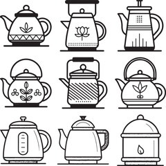 Minimalist Teapot Silhouette Vector Bundle