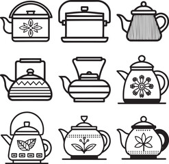 Teapot Silhouette Vector Set for Product Labels