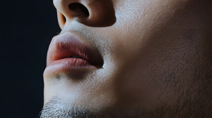 Close up of male face with smooth skin texture