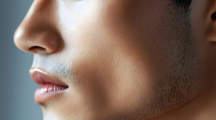 Close up of male skin texture with facial hair detail