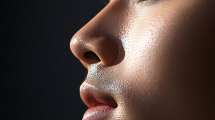 Close up of Asian male skin with natural texture