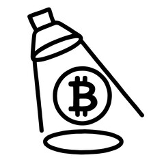 Fototapeta premium Bitcoin under spotlight icon symbolizing cryptocurrency attention