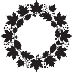  Nature Autumn Wreath Silhouette Vector Illustration