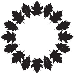  Nature Autumn Wreath Silhouette Vector Illustration