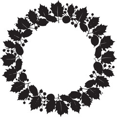  Nature Autumn Wreath Silhouette Vector Illustration