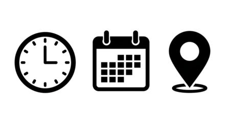 Clock Calendar And Location Pin Icons time date