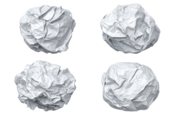 Four crumpled white paper balls isolated on black background image 1, Isolated On Transparent Background, Png Cut Out