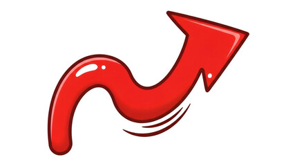 Wavy Red Arrow with Glossy Finish and Motion Lines