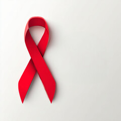 World AIDS Day with Red Ribbon on White Background
