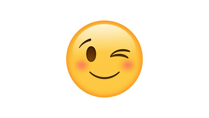 Fototapeta premium Winking Emoji with a Rosy Cheek Expressing a Playful, Mischievous Gesture in Digital Yellow