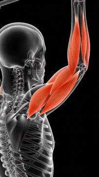 Scientific 3D Animation Showcasing the Biomechanics of Human Arm Muscles and Skeleton