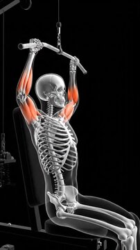 Scientific 3D Visualization of Human Anatomy and Muscular System During a Lat Pulldown Exercise