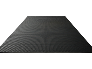 Large black heavy-duty rubber mat with a nonslip texture on a transparent background