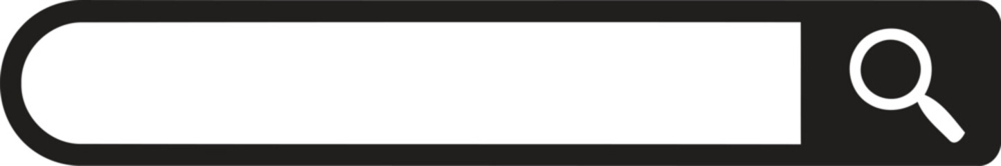 Sleek search bar icon with magnifying glass ideal for digital design on transparent background silhouette