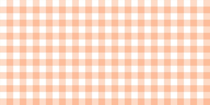 Charming peach and white gingham checker pattern. A warm, seamless, pastel background perfect for autumn, kitchen, packaging, fabric, and sweet aesthetic design projects.