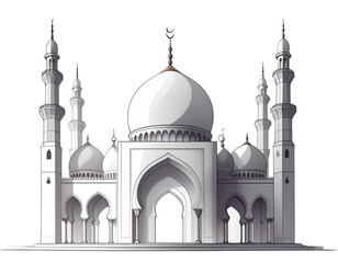 Grand mosque illustration with arches and domes