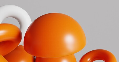Minimalist 3D orange spheres with soft highlights on gray — clean, modern abstract design ideal for presentations, mockups, or creative visual concepts.