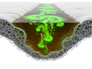 Water purification process showing contaminant filtration system on a transparent background