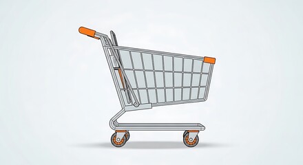 Shopping Cart Illustration E-commerce, Retail, and Purchasing Concept on a White Background