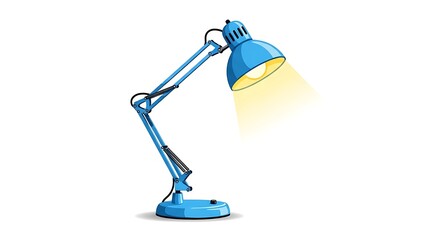 Modern Blue Desk Lamp Illustration on White Background Lighting and Office Essentials Concept