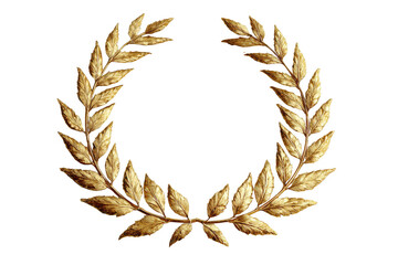Golden laurel wreath with detailed leaves on black background plant 1, Isolated On Transparent Background, Png Cut Out