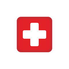 Red cross medical icon button for health and emergency illustration