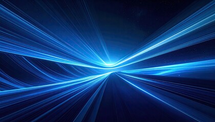 Abstract Blue Digital Light Streaks Representing Data Flow and Artificial Intelligence Technology with Bright Glowing Particles in a Dark Cosmic Background