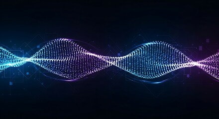 Abstract digital waveform of glowing particles