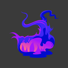Mystical blue and purple magical fire element with swirling smoke on a dark background