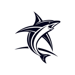 Jumping Marlin Fish Vector Logo Design